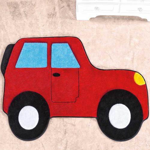 Tapete Infantil Formato Carro Aventura Vermelho 62x88cm - Guga Tapetes