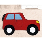 Tapete Infantil Formato Carro Aventura Vermelho 62x88cm - Guga Tapetes