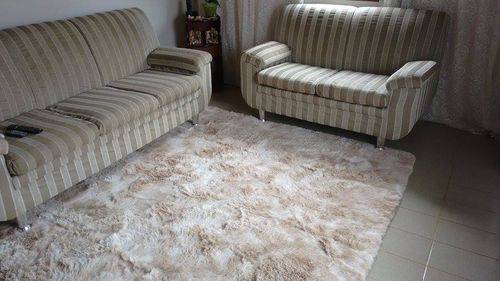 Tapete Peludo Shaggy 1,80 X 1,80 Mesclado Bege