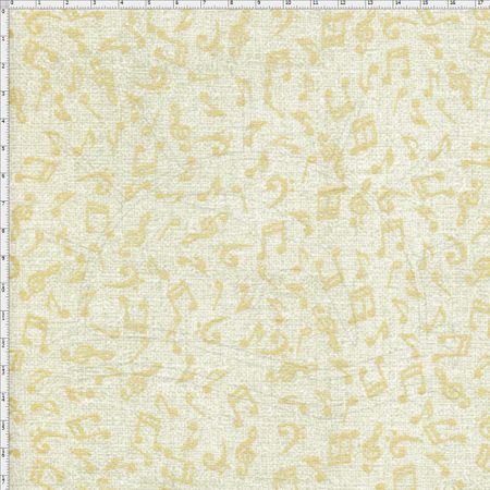 Tecido Estampado para Patchwork - Notas Musicais com Textura Bege Cor 03 (0,50x1,40)