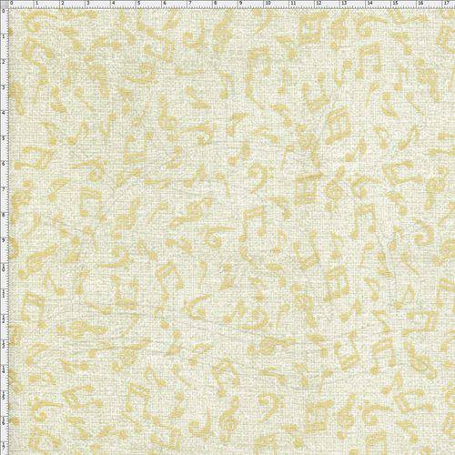 Tecido Estampado para Patchwork - Notas Musicais com Textura Bege Cor 03 (0,50x1,40)