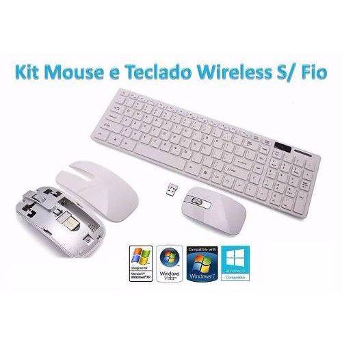Teclado e Mouse Branco Wireless S/fio Smart Tv Notebook