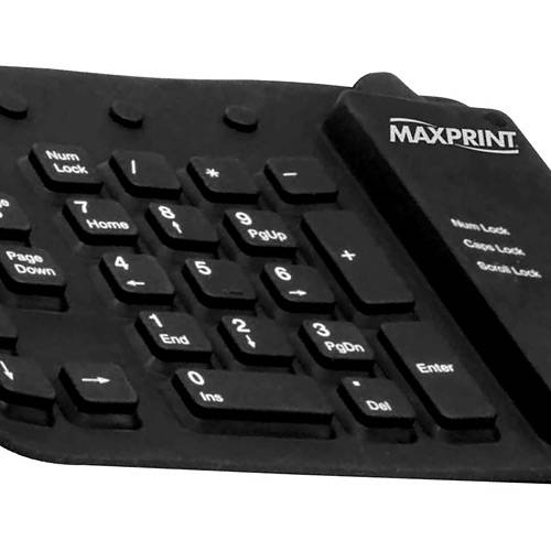 Teclado Flexível Colorido - Preto - Maxprint