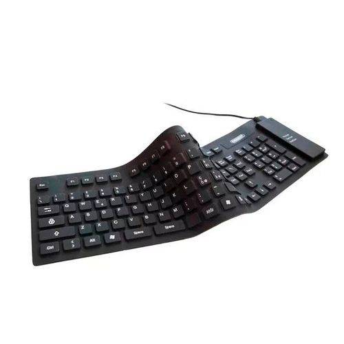 Teclado Flexível de Silicone Usb Keyboard Cor Preto Plug And Play Utilizado em Pc Notebook