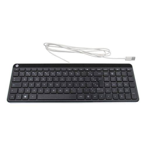 Teclado Hp - C/Fio USB-Cor Preto/Branco -BR- 802453-201