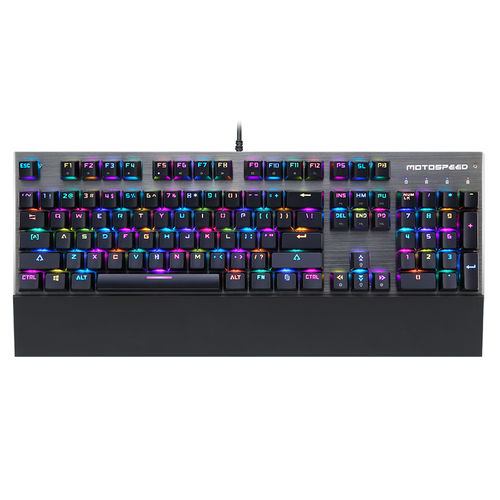 Teclado Mecânico Gamer Motospeed CK108 Preto Rgb Switch Gateron Azul com Macro