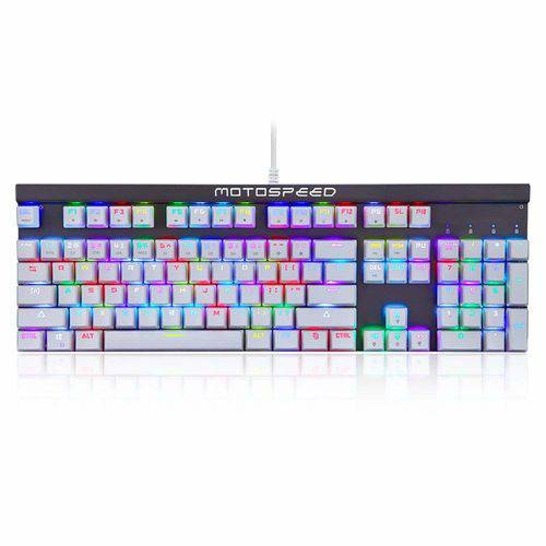 Teclado Mecânico Motospeed Ck103 Gamer Branco Switch Outemu Azul Rgb