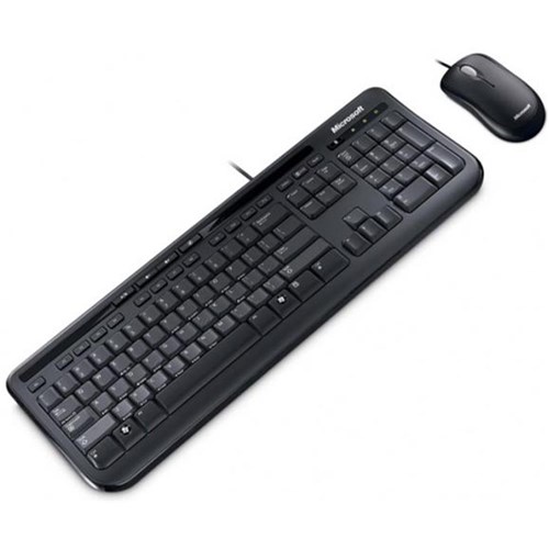 Teclado Microsoft Multimídia + Mouse Basic Óptico Wired Desktop 600 Black Apb-00005