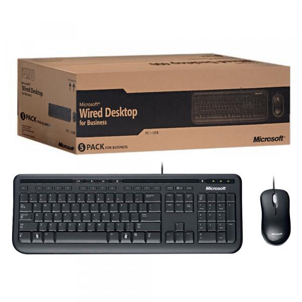 Teclado Microsoft Multimídia + Mouse Basic Óptico Wired Desktop 600 Preto (3J2-00006 I S)