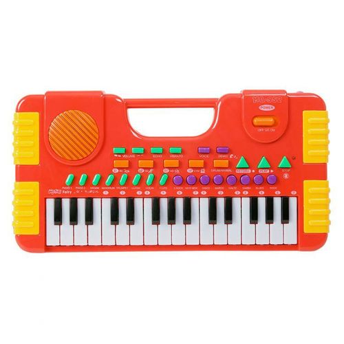 Teclado Piano Gravador Infantil Vermelho Rock Party - DM Toys