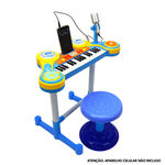 Teclado Piano Infantil + Microfone + Banquinho Luz Som - Mc18059-a