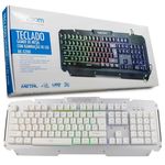 Teclado Semi Mecânico Gamer Profissional USB Abnt2 Iluminado Led Metal Exbom BK-G200 Prata