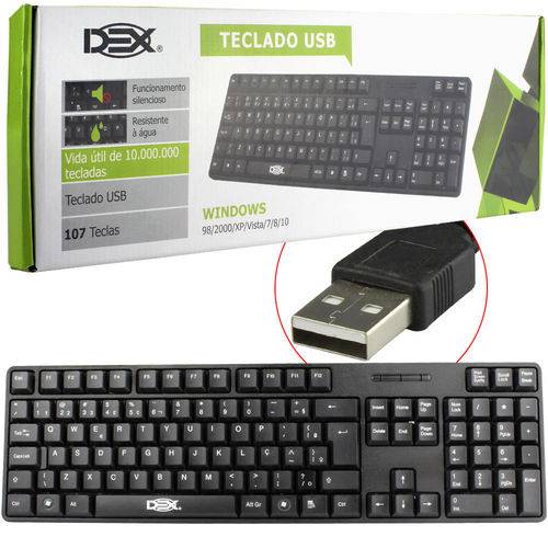 Teclado USB Padrão Abnt2 Plug And Play Dex Ltk-659