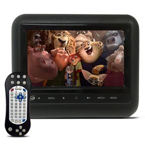 Tela com DVD 7 Pol Acoplavel no Encosto Cabeça com USB Preto