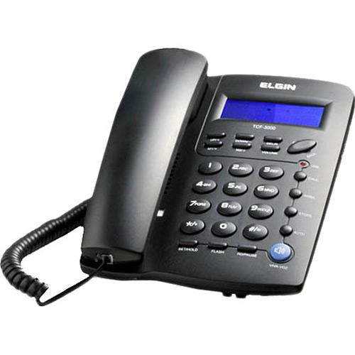 Telefone C/ Fio C/ Identificador de Chamadas, Viva-Voz e Bloqueador - TCF 3000 Preto - Elgin