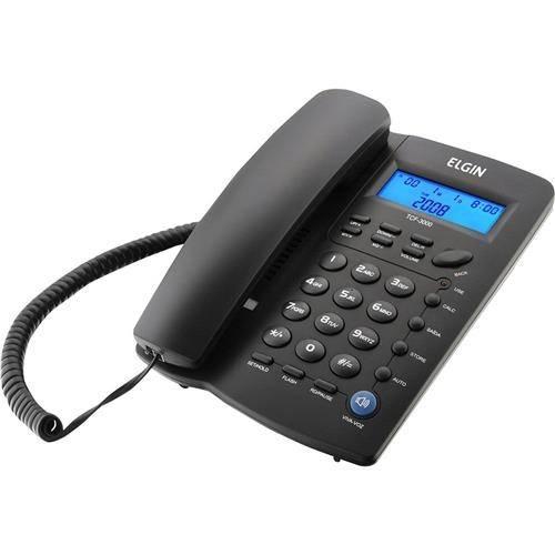 Telefone C/ Fio C/ Identificador de Chamadas, Viva-Voz e Bloqueador TCF 3000 Preto - Elgin