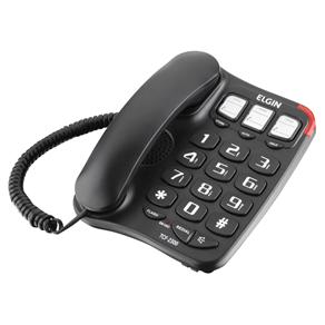Telefone C/ Fio Elgin TCF-2300 C/ Teclas Grandes e Indicação Luminosa de Chamadas - Preto