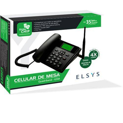 Telefone Celular de Mesa Quadband Gsm Epfs11 Dual Chip Elsys