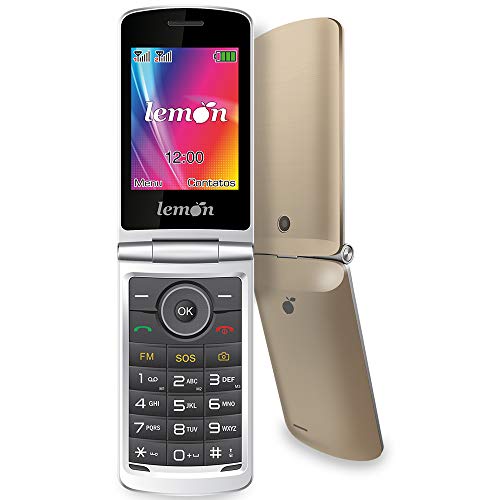 Telefone Celular Lemon Viva 4 - Tela de 2.8", Função SOS, Camera, Dual Chip, Bluetooth - Dourado
