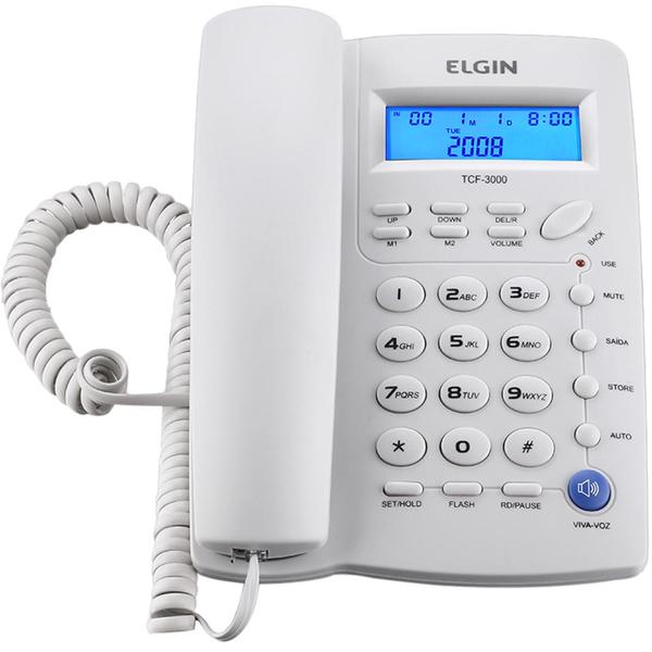 Telefone com Fio e Identificador de Chamadas TCF-3000 Cinza Claro Elgin - Elgin