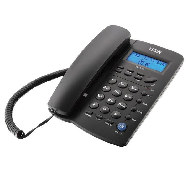 Telefone com Fio e Identificador de Chamadas TCF-3000 Preto Elgin