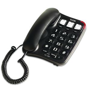 Telefone com Fio Elgin TCF-2300 com Teclas Grandes e Indicação Luminosa de Chamadas - Preto (TCF 2300 PTO)