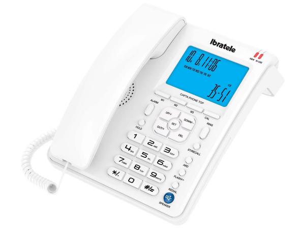 Telefone com Fio Ibratele Capta Phone Top - Identificador de Chamada Viva Voz Branco