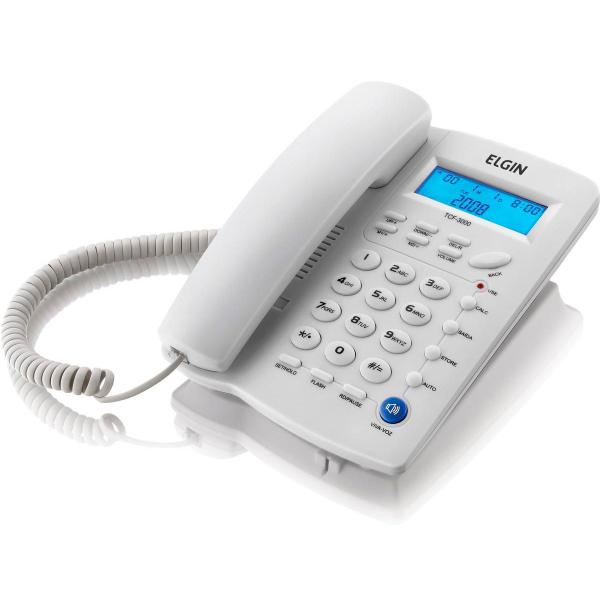 Telefone com Fio Identificador de Chamadas Agenda para 12 Números TCF 3000 Cinza Claro Elgin