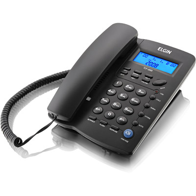 Telefone com Fio Identificador de Chamadas Preto Elgin TCF3000