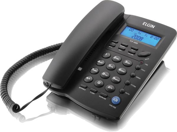 Telefone com Fio Indentificador de Chamadas Agenda para 12 N - Elgin
