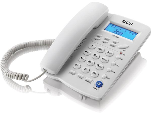 Telefone com Fio Indentificador de Chamadas Agenda para 12 Numeros TCF 3000 Cinza Claro - Elgin
