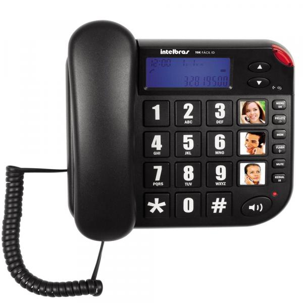 Telefone com Fio Intelbras Tok Fácil ID Preto C/ Identificador de Chamada e Viva-Voz