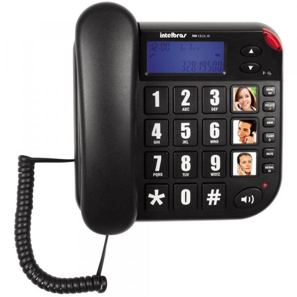Telefone com Fio IntelBras Tok Fácil ID 4000073 Preto - Identificador de Chamadas e Viva Voz