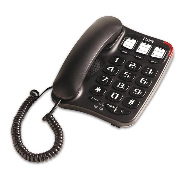 Telefone com Fio Preto, Chave Bloqueadora, Viva-Voz e Agenda Telefônica TCF 2300 - Elgin