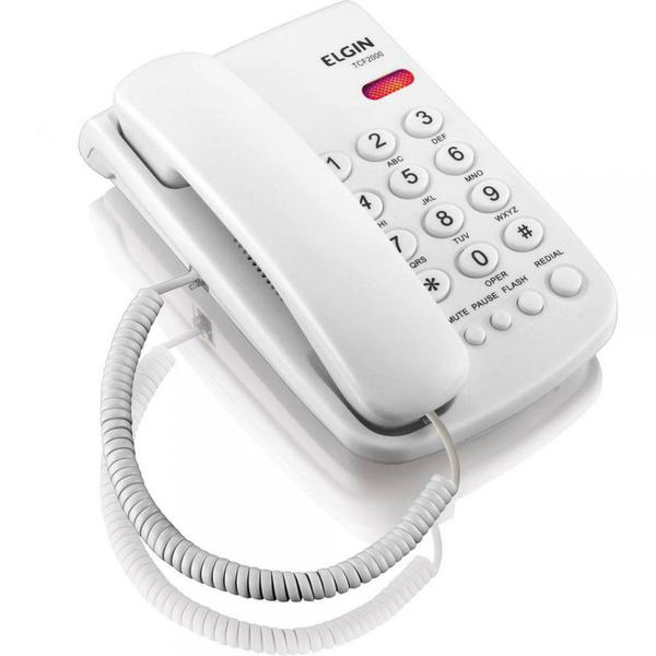 Telefone com Fio Tcf 2000 B - Chave de Bloqueio - Indicação Luminosa de Chamada - Cor Branco - Elgin