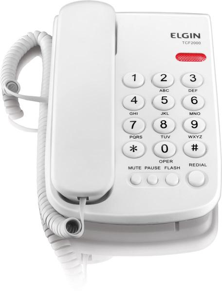 Telefone com Fio Tcf 2000 B Chave de Bloqueio Indicação Luminosa de Chamada Cor Branco - Elgin