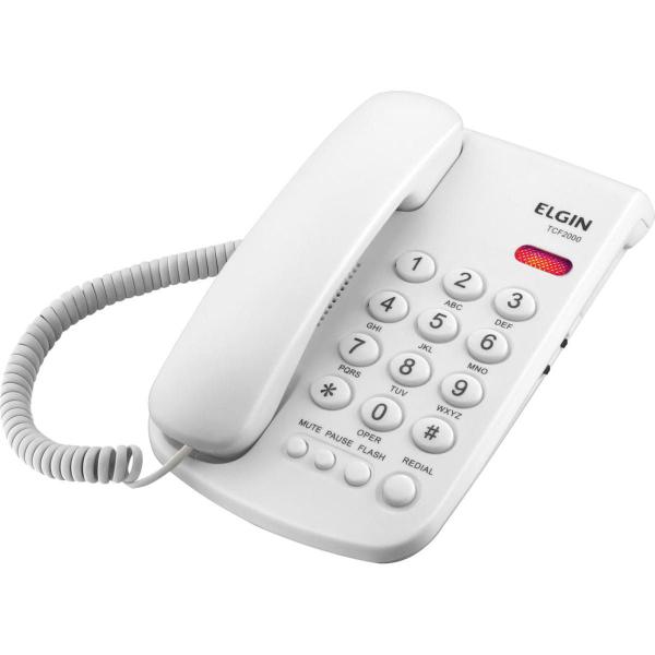 Telefone com Fio Tcf 2000 B - Chave de Bloqueio - Indicação Luminosa de Chamada - Cor Branco - Elgin
