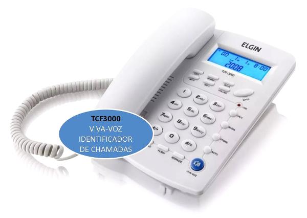 Telefone com Fio Tcf3000 Identificador Chamadas Viva-voz - Elgin