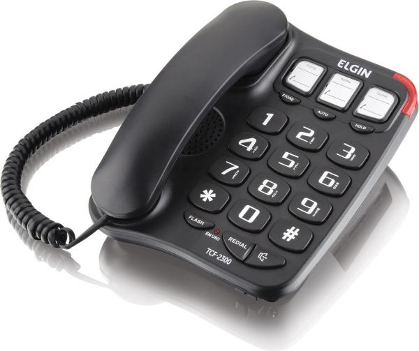 Telefone com Fio - Viva Voz - Números de Fácil Visualização (3 Idade) - Tcf 2300 Preto - 84