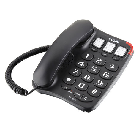 Telefone com Fio - Viva Voz - Números de Fácil Visualização (3 Idade) - Tcf 2300 Preto