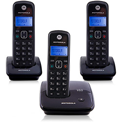 Telefone DECT Sem Fio Identificador Chamadas Viva-Voz 2 Ramais Auri 3000-MRD3 Motorola