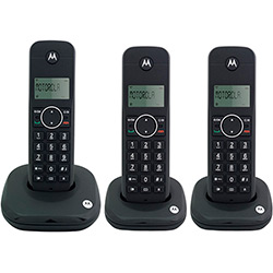 Tamanhos, Medidas e Dimensões do produto Telefone Digital Sem Fio Moto 500ID-MRD3 com Identificador de Chamadas + 2 Ramais - Motorola
