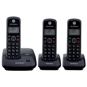 Telefone Digital Sem Fio Motorola Dect 6.0 Auri 3000 com Id. Chamadas e Viva-Voz + 2 Ramais