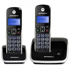 Telefone Digital Sem Fio Motorola Dect 6.0 Auri 3500-MRD2 10557 com Identificador de Chamadas, Visor e Teclado Iluminados e 1 Ramal - Preto/Prata