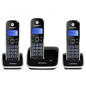 Telefone Digital Sem Fio Motorola Dect 6.0 Auri 3500-MRD3 10558 com Identificador de Chamadas, Viva-Voz, Visor e Teclado Iluminados e 2 Ramais - Preto
