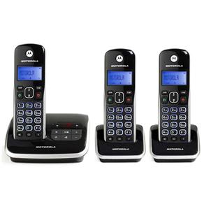 Telefone Digital Sem Fio Motorola Dect 6.0 Auri 3500SE-MRD3 com Id. Chamadas, Viva-Voz, Secretária Eletrônica, Visor e Teclado Iluminado + 2 Ramais