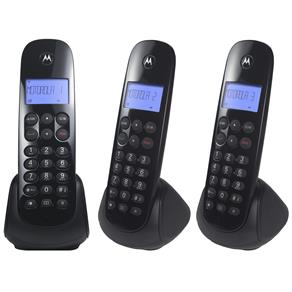 Telefone Digital Sem Fio Motorola MOTO700-MRD3 com Identificador de Chamadas, Visor e 2 Ramais - Preto