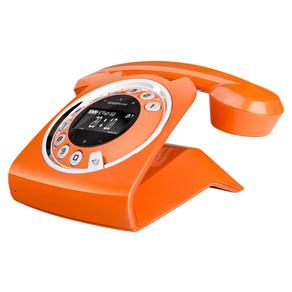 Telefone Digital Sem Fio Retro Fashion Sixty Sagemcom Laranja com Secretária Eletrônica, Identificador de Chamadas e Viva Voz