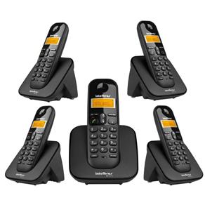 Telefone Fixo Sem Fio com 4 Ramal Adicional Preto Bina TS 3110 Intelbras Melhor da Categoria