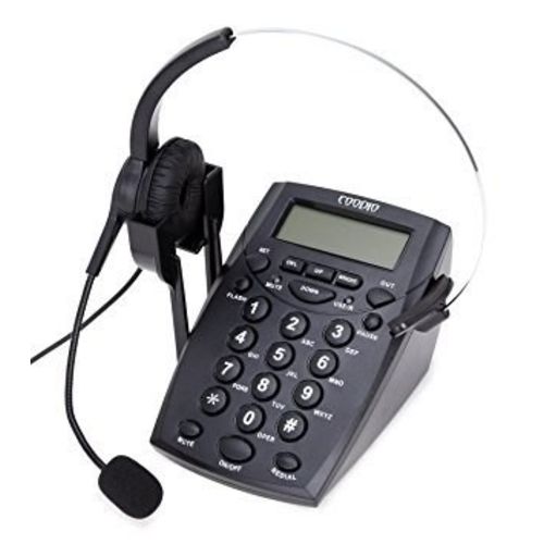 Telefone Headset Base Fone Fixo Fio Telemarketing Bina